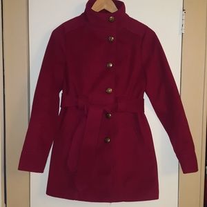 Cranberry Belted Peacoat, Sz Small